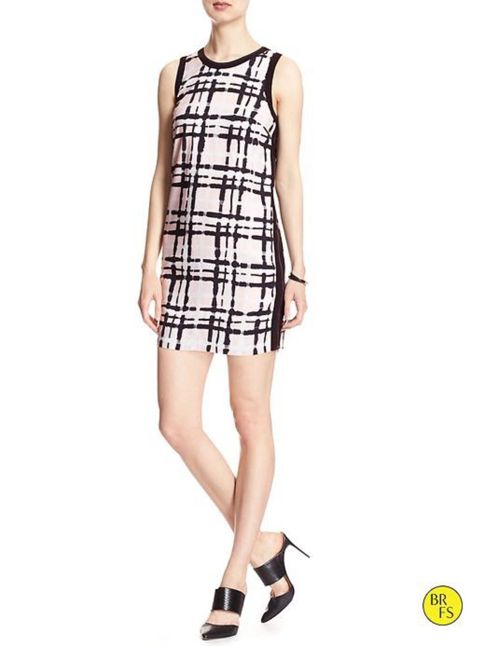 NWT Banana Republic Sleeveless Black & White Plaid Shift Dress